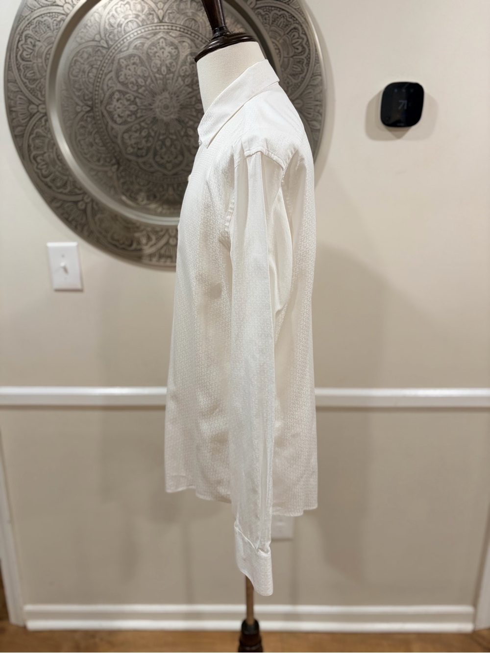 Salvatore Ferragamo white on white micro print button down - Size L - Picture 6 of 13